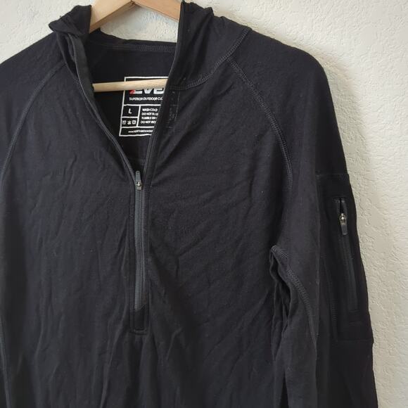 North Mountain Gear 7Even Outdoor Base Layer Black Zip Merino Wool Long Sleeve L - Picture 3 of 5